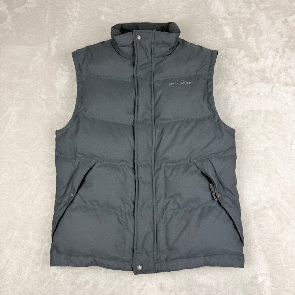 Eddie Bauer Puffer Vest Mens S Black EB550 Goose Down  Outdoor Gorpcore Layering